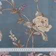 Ткани жаккард - Декоративная ткань Палми цветы бежево-розовые фон морская волна