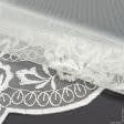 Ткани для декора - Тюль вышивка Августа молочный с блеском с фестоном