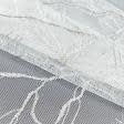 Ткани для декора - Тюль сетка вышивка Ветки серая с фестоном