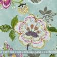 Ткани все ткани - Декоративная ткань панама Хеви цветы,фон лазурь