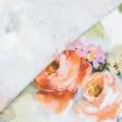Ткани для одежды - Лен костюмный принт розы акварель