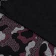 Тканини для верхнього одягу - Трикотаж фукро камуфляж бордовий, сірий, чорний