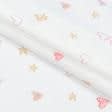 Ткани для декора - Тюль кисея Сердечки цветные цвет молочний с утяжелителем