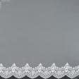 Ткани для декора - Тюль вышивка Августа белый блеск с фестоном