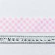 Ткани фурнитура для декора - Репсовая лента Тера клеточка диагональ цвет розовый, белый 37мм