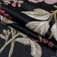 Ткани жаккард - Декоративная ткань Палми цветы бордовые фон черный