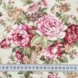 Ткани для римских штор - Декоративная ткань панама Арезо цветы бордо