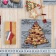 Ткани для рукоделия - Новогодняя ткань лонета Открытки фон бежевый