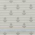 Ткани для римских штор - Декоративная ткань Якоря морская тематика серый,молочный