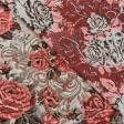 Ткани для мебели - Гобелен Роза шэрон  красные