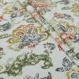 Ткани этно ткани - Декоративная ткань панама Индия цветы оранж,карамель