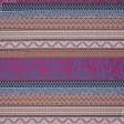 Тканини портьєрні тканини - Жакард Віслі орнамент синій, фуксія, терракот