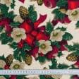 Ткани для рукоделия - Декоративная новогодняя ткань Рождественник фон ваниль(аналог 107029)