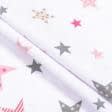 Ткани для сорочек и пижам - Фланель детская белоземельная звезды