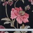 Ткани жаккард - Декоративная ткань Палми цветы бордовые фон черный