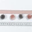 Ткани тесьма - Тесьма репсовая с помпонами Ирма цвет розовый, серый 20 мм