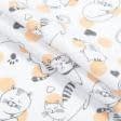Ткани для сорочек и пижам - Фланель ТКЧ набивная коты цвет серо-персиковый