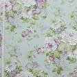 Ткани для римских штор - Декоративная ткань Саймул Милтон цветы лиловые фон серый