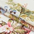 Ткани для римских штор - Декоративная ткань Птицы, цветы фон крем