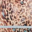 Тканини атлас/сатин - Атлас шовк стрейч леопард світло-коричневий