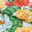 Ткани для столового белья - Ткань скатертная рогожка цветы