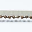 Ткани фурнитура для декора - Репсова лента с бусинами цвет крем, бронза 25 мм