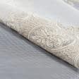 Ткани для декора - Тюль микросетка вышивка Ноеми бежево-молочная с фестоном