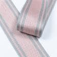 Ткани фурнитура для декора - Тесьма двухлицевая полоса Раяс розовый, серый 48 мм (25м)