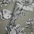 Ткани портьерные ткани - Декоративная ткань Медичи цветы, бабочки цвет оливка