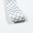 Ткани фурнитура для декора - Репсовая лента Тера клеточка диагональ цвет св. серый , белый 37 мм