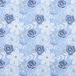 Ткани для столового белья - Полупанама ТКЧ набивная цветы серо-голубая