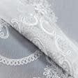 Ткани все ткани - Тюль микросетка вышивка Ноеми бело-серый с фестоном
