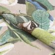 Ткани для декора - Декоративная ткань Птицы на магнолии зеленый фон бежевый