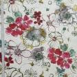 Ткани все ткани - Декоративная ткань панама Лорас / LORAS цветы т.красный, т.фуксия