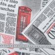 Ткани horeca - Тюль кисея Британские новости цвет красный, черный