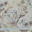 Ткани все ткани - Тюль рогожка Осака цветы серые с утяжелителем