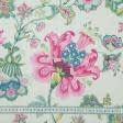Ткани для декора - Декоративная ткань сатен Ананда цветы фуксия