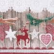Ткани для рукоделия - Новогодняя ткань Искерча бордо, молочный купон