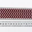 Ткани фурнитура для декора - Тесьма Трейп зиг-заг бордовый фон крем 50 мм