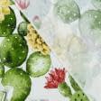 Ткани все ткани - Декоративная ткань лонета Кактусы цветущие зеленый