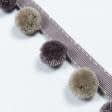 Ткани фурнитура для декора - Тесьма репсовая с помпонами Ирма цвет сизый, серо-бежевый 20 мм