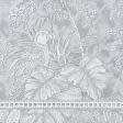 Ткани для декора - Декоративная ткань лонета Парк листья фон серый