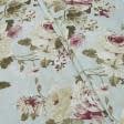 Ткани для римских штор - Декоративная ткань лонета Айрейт цветы крупные т.фрез фон лазурь