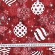 Ткани для декора - Скатерть новогодняя Елочные игрушки красный 180*130 (173304)