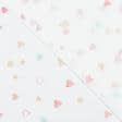 Ткани для декора - Тюль кисея Сердечки цветные цвет молочний с утяжелителем