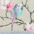 Ткани для декора - Декоративная ткань лонета Магнолия, попугаи фон беж