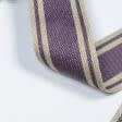 Ткани фурнитура для декора - Тесьма двухлицевая полоса Раяс фиалка ,св. беж 48мм (25м)