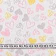 Ткани для пеленок - Ситец 67-ТКЧ детский сердечки розовые