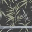 Ткани для декора - Декоративная ткань Листья бамбука фон темно-серый
