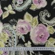 Ткани для скрапбукинга - Декоративная ткань панама Портобелло цветы  фуксия